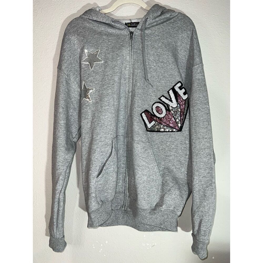 Sojara Love sequined zip up hoodie